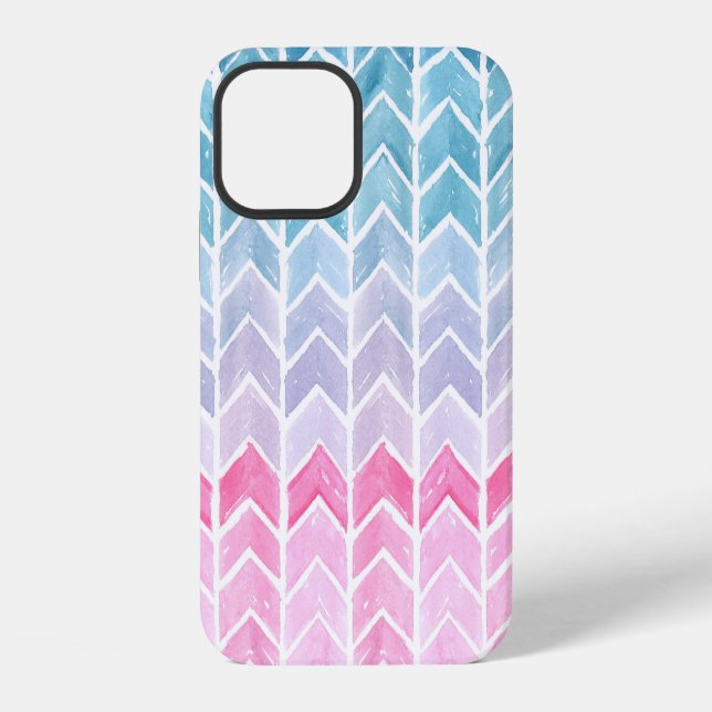 Gradient Chevron: Watercolor Herringbone Pattern. iPhone Case (Back)