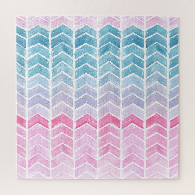 Gradient Chevron: Watercolor Herringbone Pattern. Jigsaw Puzzle (Vertical)