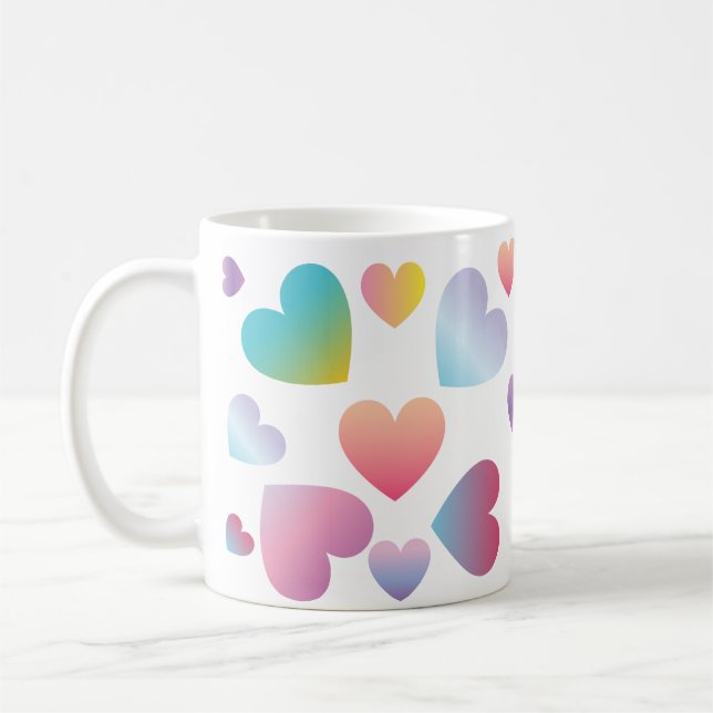 gradient colour hearts coffee mug (Left)