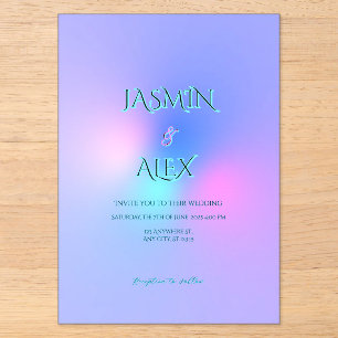 Gradient Colour Transparent Wedding Invitation