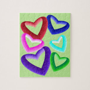 Gradient Coloured Hearts Jigsaw Puzzle