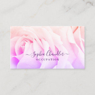 Gradient Coloured Rose, Deep Purple Text, Classy Business Card