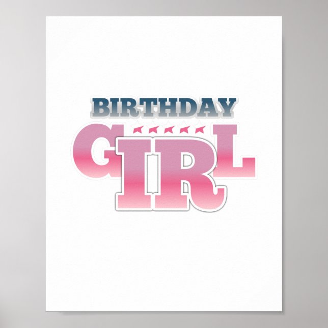 Gradient colourful pink birthday girl poster (Front)