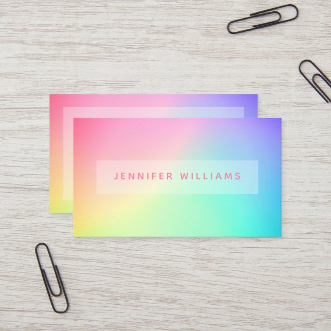 Gradient Colourful Rainbow Modern Elegant Business Card (Front/Back In Situ)