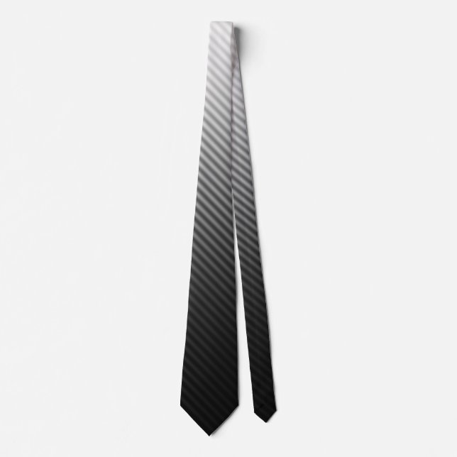 Gradient Cool Stylish Trendy Black & White Stripes Tie (Front)