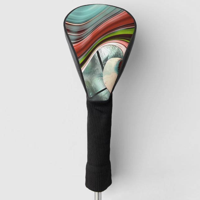 Gradient curved stripes in aged coloured, over…  golf head cover (Front)
