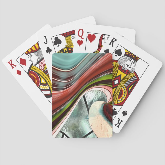 Gradient curved stripes in aged coloured, over…  playing cards (Back)