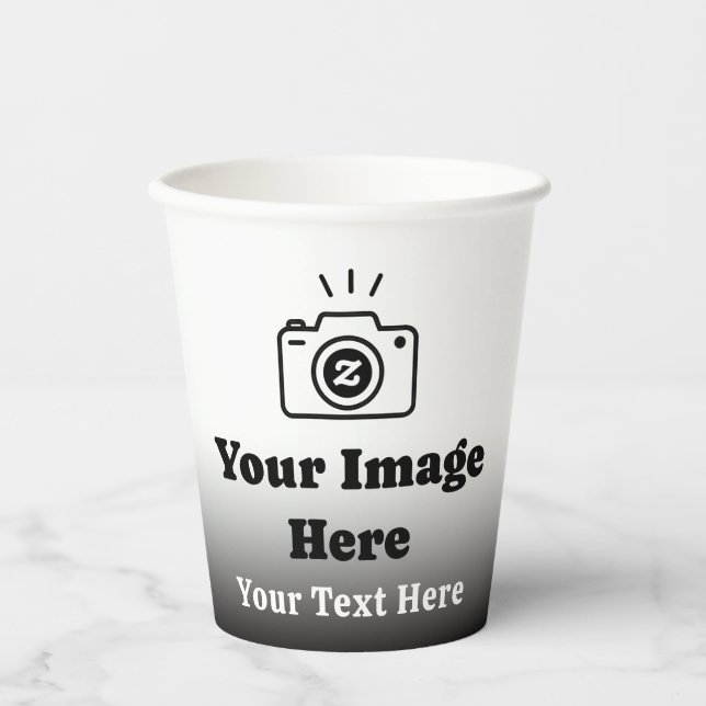 Gradient Custom Text and Image  Paper Cups (Front)