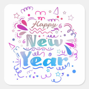 Gradient Decorative Happy New Year 2023 Square Sticker