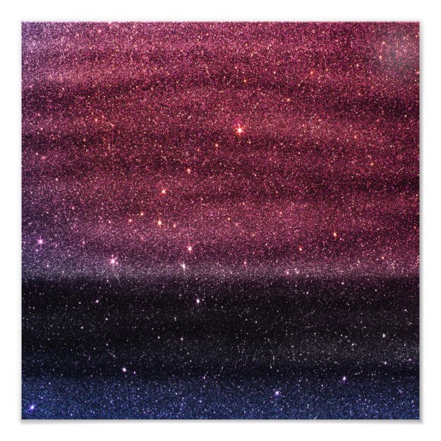 Gradient Faux Purple and Blue Glitter Photo Print (Front)