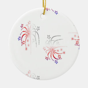 Gradient fireworks on white ceramic tree decoration