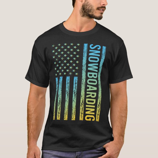 Gradient Flag 02 Snowboarding Snowboard Snowboarde T-Shirt (Front)