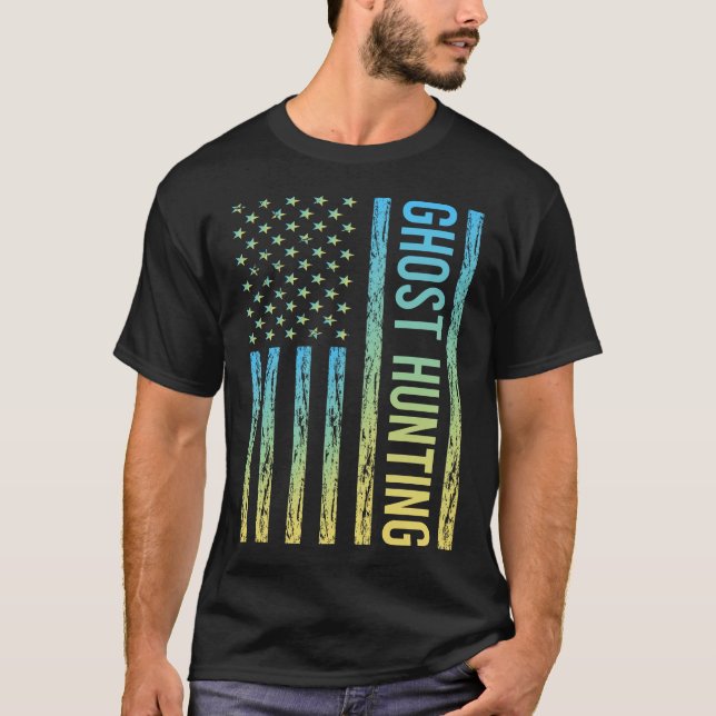 Gradient Flag Ghost Hunting Paranormal T-Shirt (Front)