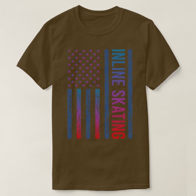 Gradient Flag Inline Skating Skate Skater T-Shirt (Design Front)