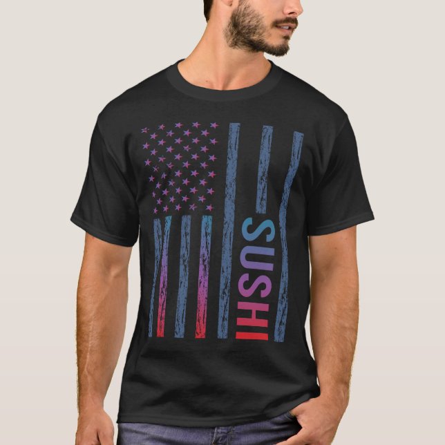 Gradient Flag Sushi Making T-Shirt (Front)