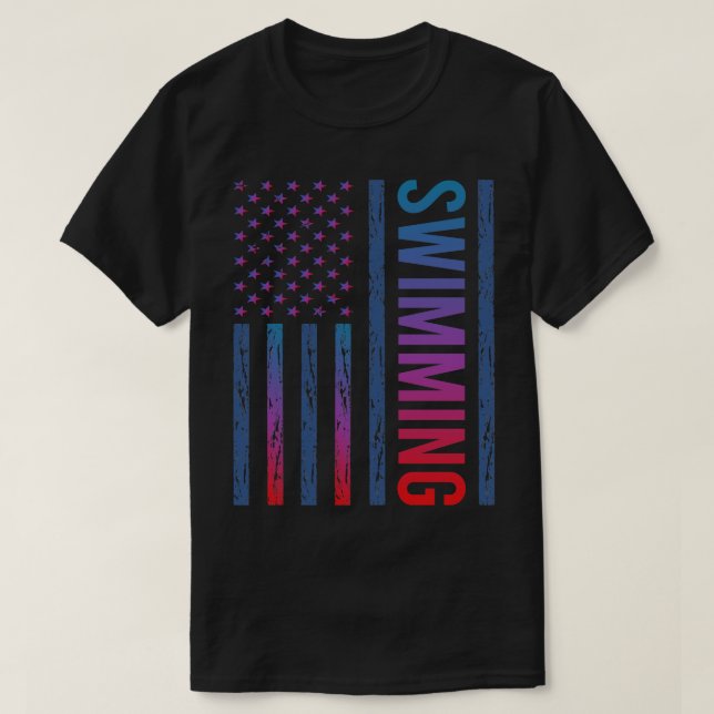 Gradient Flag Swimming Swim Swimmer T-Shirt (Design Front)