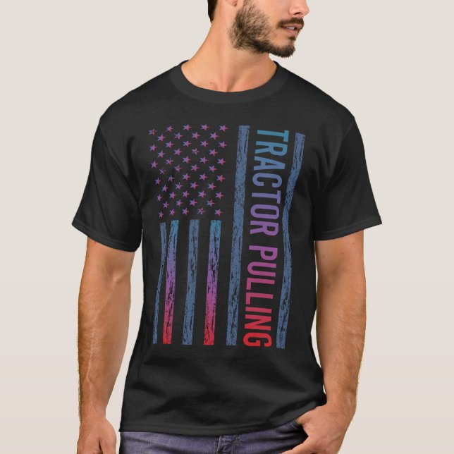 Gradient Flag Tractor Pulling T-Shirt (Front)