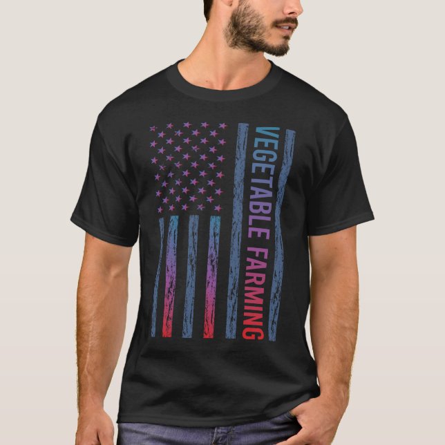 Gradient Flag Vegetable Farming T-Shirt (Front)