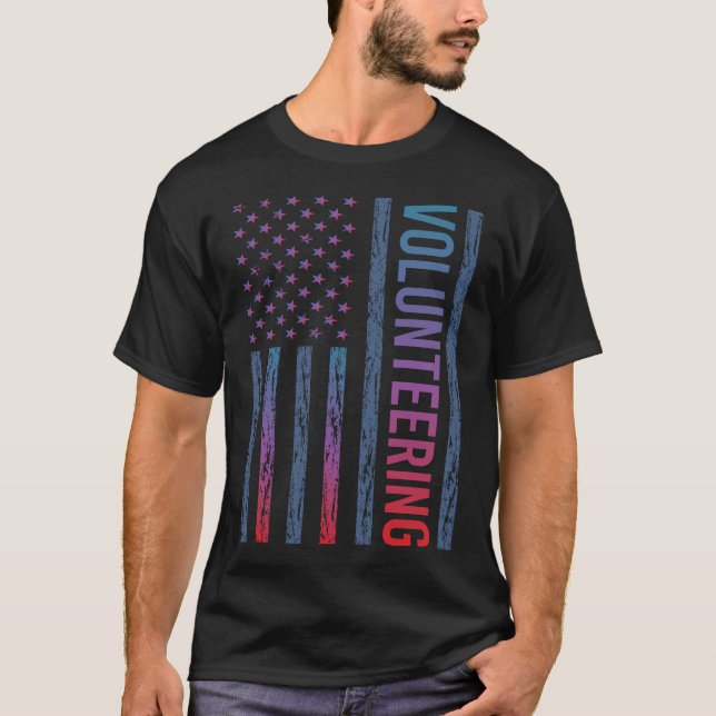 Gradient Flag Volunteering Volunteer T-Shirt (Front)
