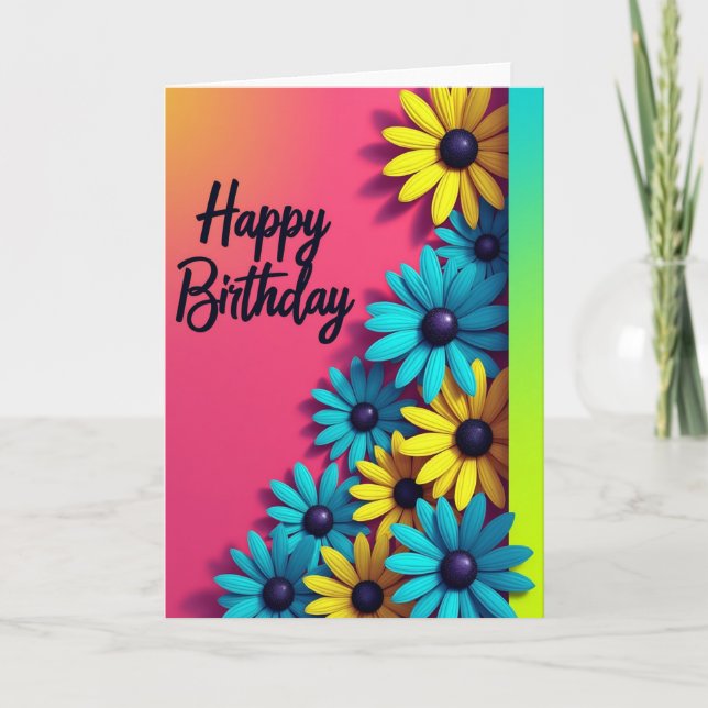 Gradient Floral Birthday Card (Front)