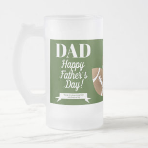 Gradient Football Sports Green Photo Fathers Day Frosted Glass Beer Mug