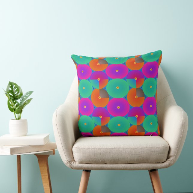 Gradient Geometric Circle Cushion Bright Blue Pink (Chair)