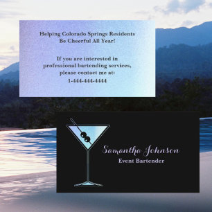 Gradient Glitter Event Bartender Business Card