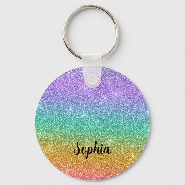 Gradient Glitter Personalised Key Ring (Front)