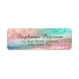 Gradient Glitter Rainbow Bokeh Return Address