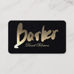 Gradient Gold Barber Typography Premium Black Business Card