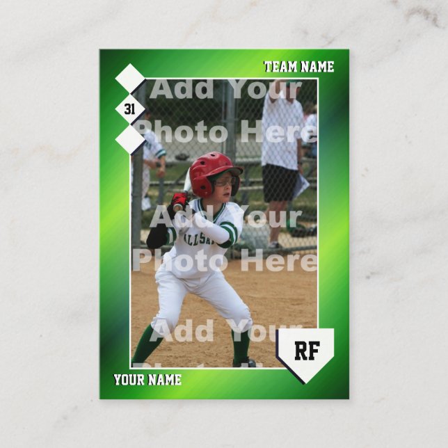 Gradient Green Baseball Trading Card  Custom Stats (Front)