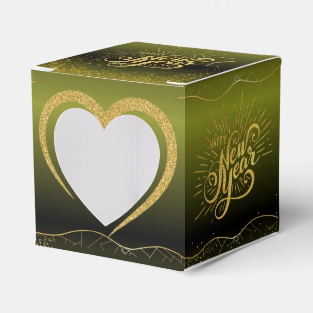 Gradient Green Gift Box with Happy New Year (Front Side)
