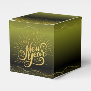 Gradient Green Gift Box with Happy New Year