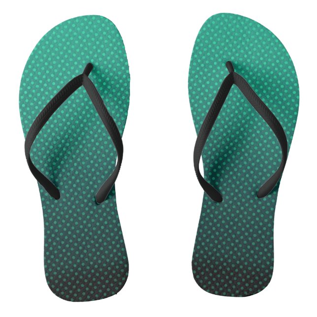 Gradient green grey polka dots print abstract femi flip flops (Footbed)