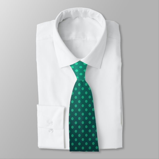 Gradient green grey polka dots print abstract femi tie (Tied)