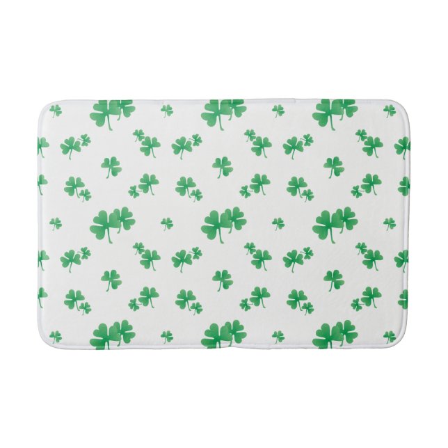 Gradient Green Irish Shamrock Pattern Bath Mat (Front)