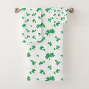 Gradient Green Irish Shamrock Pattern Bath Towel Set