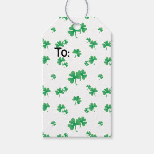 Gradient Green Irish Shamrock Pattern Gift Tags