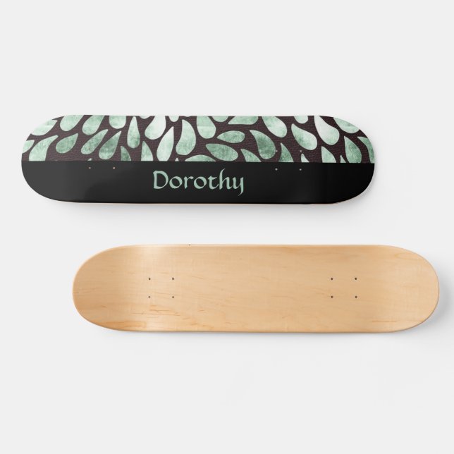 Gradient green petals on black skateboard (Horz)