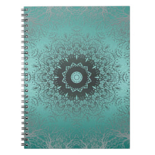 Gradient green silk arabic ornamental decor notebook