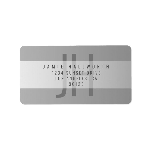 Gradient Grey | Monogrammed Return Address Label (Front)