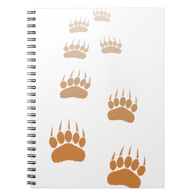 Gradient Grizzly Bear Paw Print Notebook (Front)