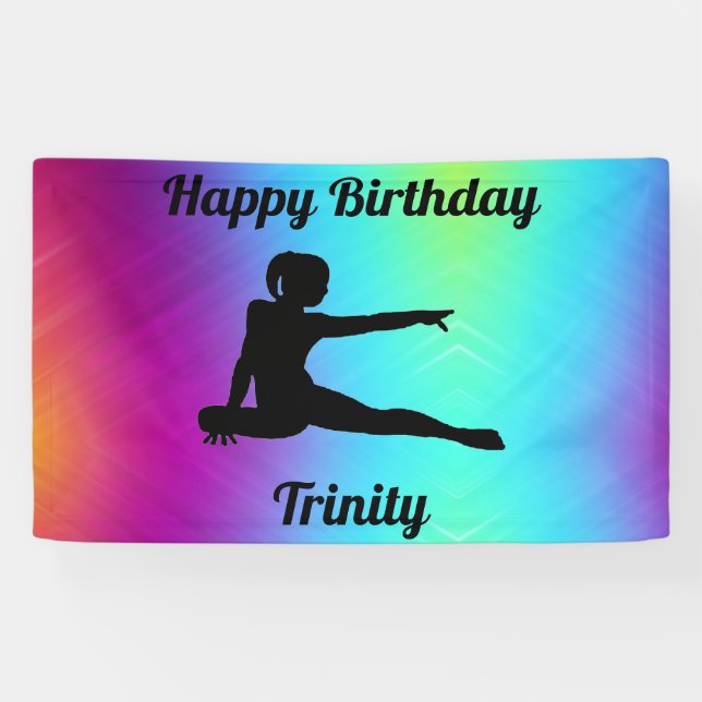Gradient Gymnastics Birthday Banner (Horizontal)