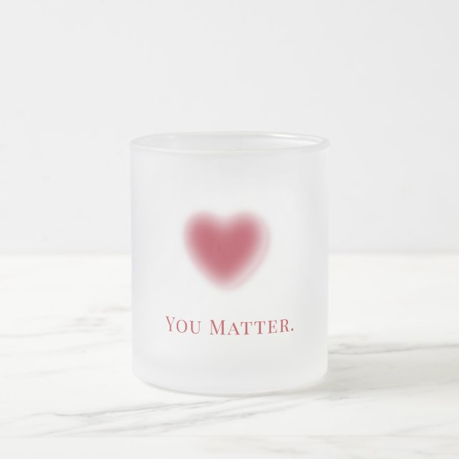 Gradient Heart Frosted Glass Mug (Center)