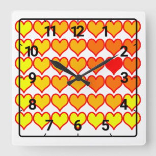 Gradient heart pattern square wall clock