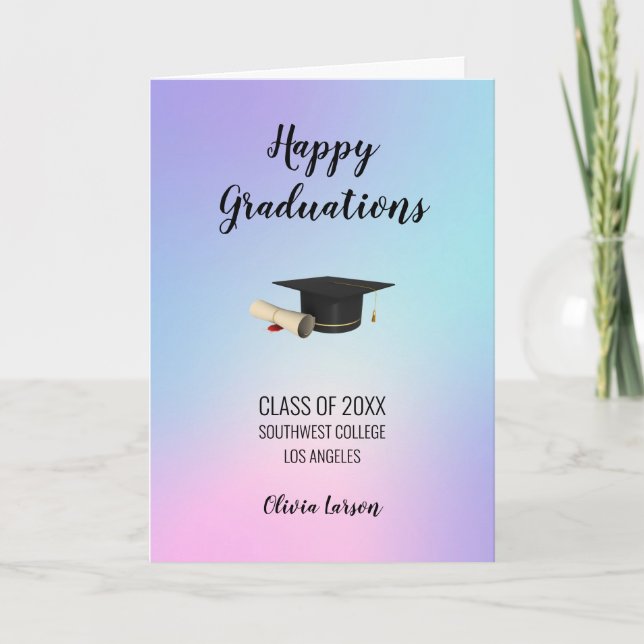 Gradient Hologram - Graduations Holiday Card (Front)