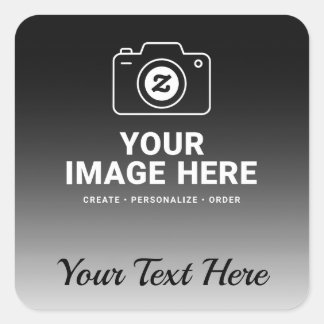 Gradient Image and Text Square Sticker