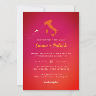Gradient Italian Sunset Sky Orange Magenta Wedding Invitation