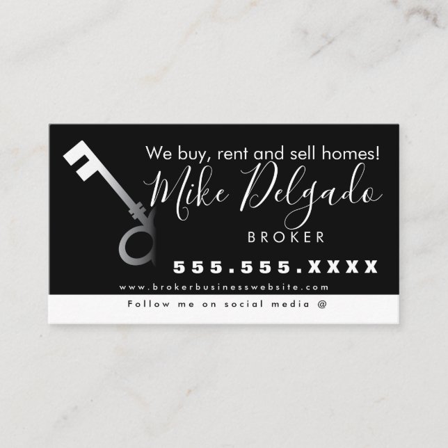 Gradient Key Home Sales Broker Business Card (Front)