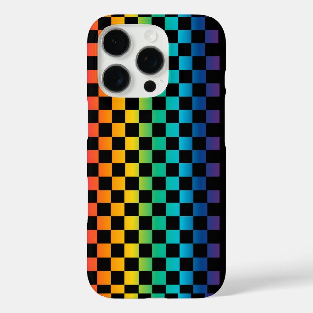 Gradient LGBTQ Chequered Rainbow Pride  Case-Mate iPhone Case (Back)